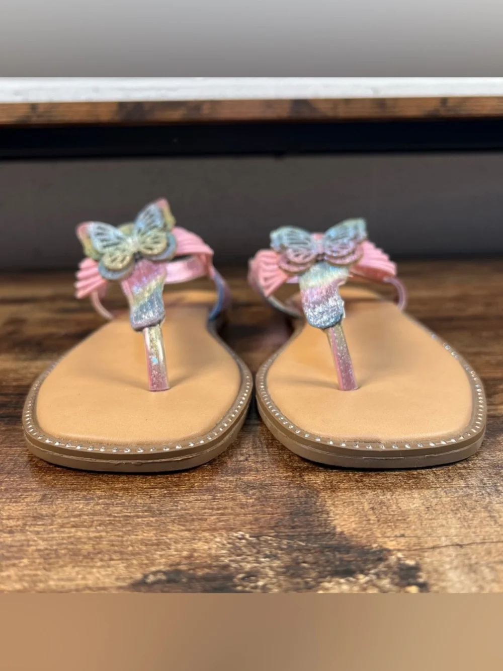 Steve Madden Sandals Butterfly Rainbow Sparkle JCaptive Thong Toe Sling Back 5 - Picture 4 of 10